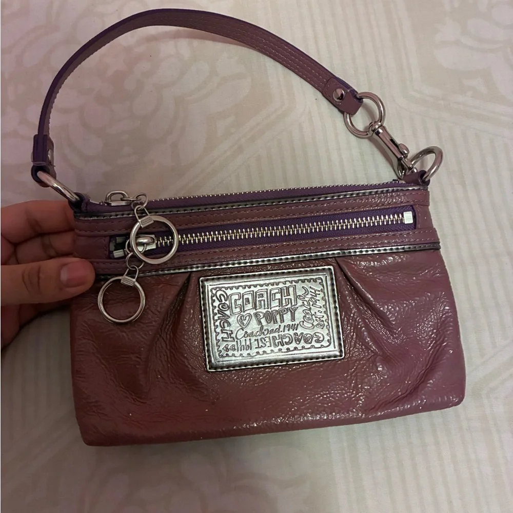 Coach Mauve Leather Wristlet with Purple Trim - Picture 5 of 5